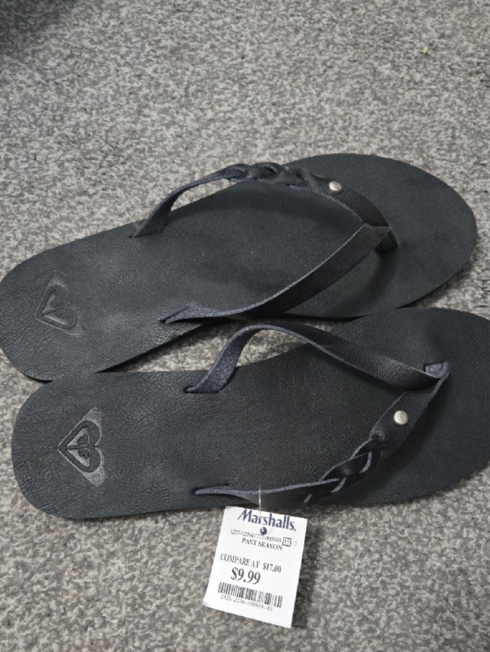 Roxy Women's Black Braided Strap Flip Flop Sandals - Picture 2 of 4